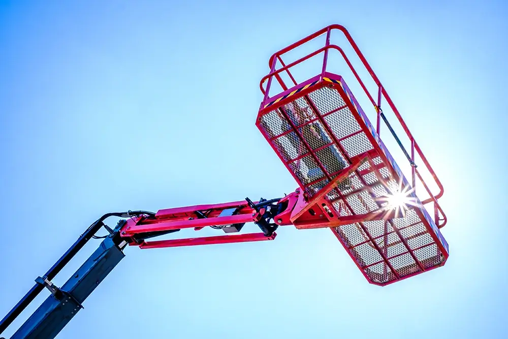 boom lift in the sunlight